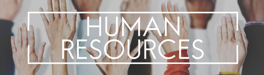 Hands up against a wall with the the words "Human Resources" overlayed