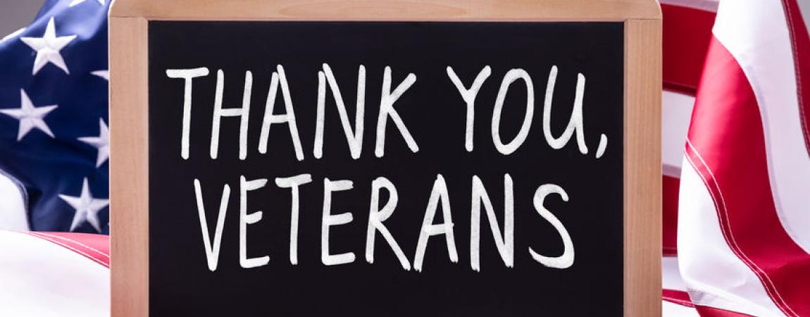 sign stating Thank you veterans