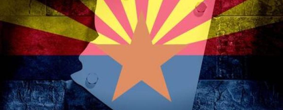 Arizona flag with flag background